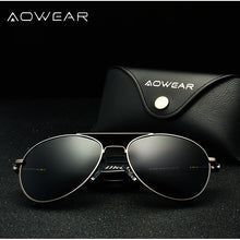 Load image into Gallery viewer, AOWEAR Brand Style Aviation Sunglasses Men Polarized Retro Glasses Man Classic Car Driver Glasses with Case Male oculos de sol