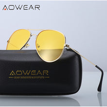 Load image into Gallery viewer, AOWEAR Classic 3025 Night Vision Glasses Women Polarized Yellow Aviation Sunglasses for Woman Men Night Goggles Driving Eyewear