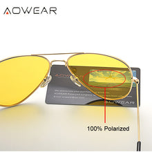 Load image into Gallery viewer, AOWEAR Classic 3025 Night Vision Glasses Women Polarized Yellow Aviation Sunglasses for Woman Men Night Goggles Driving Eyewear