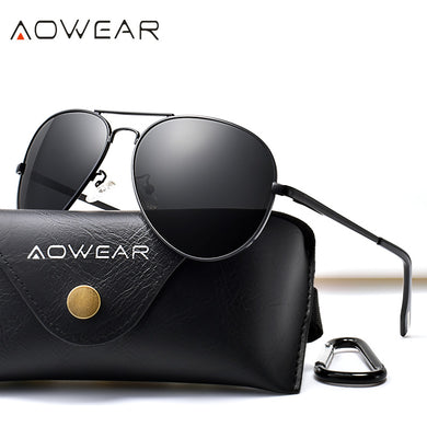 AOWEAR Classic Aviation Polarized Sunglasses Men  Polit Sunglass Male Coating Mirror Driving Goggles Glasses Oculos Gafas