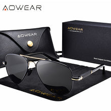 Load image into Gallery viewer, AOWEAR Classic Aviation Polarized Sunglasses Men Retro Driving Pilot Sun Glasses Male UV400 Outdoor Shades Eyewear Gafas De Sol