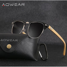 Load image into Gallery viewer, AOWEAR Classic Bamboo Vintage Sunglasses Women Polarized Small Wood Retro Sun Glasses Ladies Wooden Glasses Gafas Sol