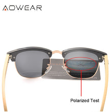 Load image into Gallery viewer, AOWEAR Classic Bamboo Vintage Sunglasses Women Polarized Small Wood Retro Sun Glasses Ladies Wooden Glasses Gafas Sol