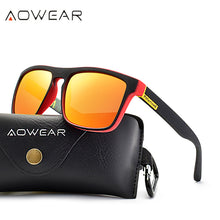 Carica l'immagine nel visualizzatore di Gallery, AOWEAR Classic Men Square Sunglasses Vintage Plastic Mirror Polarized Sun Glasses Male Women Driving Eyewear Goggle with Case
