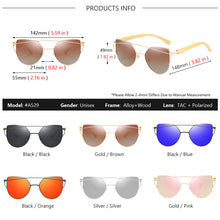 Load image into Gallery viewer, AOWEAR Classic Polarized Cat Eye Mirror Sunglasses for Women Bamboo Temples Vintage Sun Glasses Ladies Shades Sun Glasses Gafas