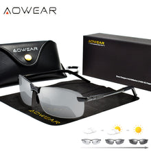 Load image into Gallery viewer, AOWEAR Classic Rimless Photochromic Sunglasses Men Polarized HD Chameleon Glasses Man Day Night Driver Goggles Eyewear Oculos