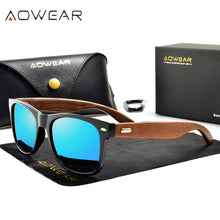 Load image into Gallery viewer, AOWEAR Classic Walnut Wooden Polarized Sunglasses Men Brand Designer Retro Sun Glasses for Man / Women Fashionable Eyewear