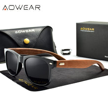 Load image into Gallery viewer, AOWEAR Classic Walnut Wooden Polarized Sunglasses Men Brand Designer Retro Sun Glasses for Man / Women Fashionable Eyewear