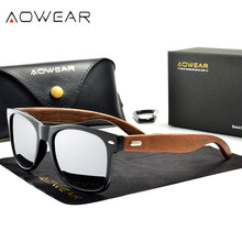 Load image into Gallery viewer, AOWEAR Classic Walnut Wooden Polarized Sunglasses Men Brand Designer Retro Sun Glasses for Man / Women Fashionable Eyewear