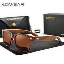 Load image into Gallery viewer, AOWEAR Classic Walnut Wooden Polarized Sunglasses Men Brand Designer Retro Sun Glasses for Man / Women Fashionable Eyewear