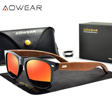 Load image into Gallery viewer, AOWEAR Classic Walnut Wooden Polarized Sunglasses Men Brand Designer Retro Sun Glasses for Man / Women Fashionable Eyewear