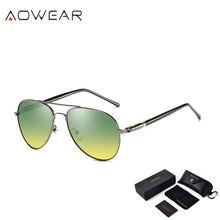 Load image into Gallery viewer, AOWEAR Day Night Vision Sunglasses Men Polarized Aviation Day and Night Sight Car Driving Glasses Anti-glare HD Driver Goggles