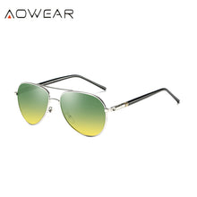 Load image into Gallery viewer, AOWEAR Day and Night Vision Glasses for Driving Goggles Male HD Classic Pilot Yellow Polarized Sunglasses for Men Women Shades
