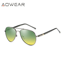 Load image into Gallery viewer, AOWEAR Day and Night Vision Glasses for Driving Goggles Male HD Classic Pilot Yellow Polarized Sunglasses for Men Women Shades