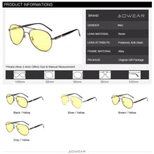 Load image into Gallery viewer, AOWEAR Famous Brand Night Vision Glasses for Driving Night Yellow Polarized Sunglasses for Men Women Pilot Driver Sun Glasses