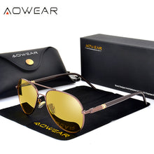 Load image into Gallery viewer, AOWEAR Famous Brand Night Vision Glasses for Driving Night Yellow Polarized Sunglasses for Men Women Pilot Driver Sun Glasses