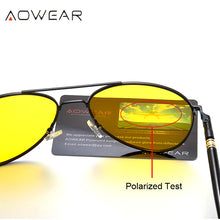 Load image into Gallery viewer, AOWEAR Famous Brand Night Vision Glasses for Driving Night Yellow Polarized Sunglasses for Men Women Pilot Driver Sun Glasses
