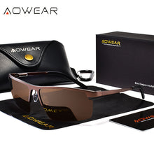 Load image into Gallery viewer, AOWEAR Genuine Aluminum Rimless Sunglasses Men Polarized  Brand Lightweight Outdoor Sports Retro Sun Glasses for Man