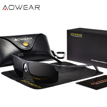 Load image into Gallery viewer, AOWEAR Genuine Aluminum Rimless Sunglasses Men Polarized  Brand Lightweight Outdoor Sports Retro Sun Glasses for Man