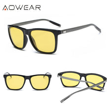Load image into Gallery viewer, AOWEAR HD Night Vision Glasses Men Aluminium Yellow Lens Sunglasses Men Polarized Night Safe Driving Goggles Oculos Gafas De Sol