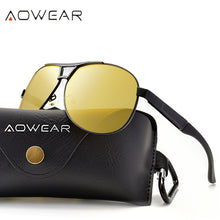 Load image into Gallery viewer, AOWEAR HD Night Vision Glasses Men Polarized Yellow Lens Goggles Driving Aviation Sunglasses Retro Driver Eyewear Male Oculos