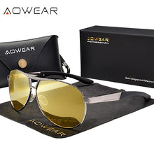 Load image into Gallery viewer, AOWEAR HD Night Vision Glasses Men Polarized Yellow Lens Goggles Driving Aviation Sunglasses Retro Driver Eyewear Male Oculos