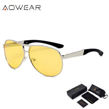 Load image into Gallery viewer, AOWEAR HD Night Vision Glasses Men Polarized Yellow Lens Goggles Driving Aviation Sunglasses Retro Driver Eyewear Male Oculos