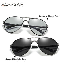 Load image into Gallery viewer, AOWEAR  Aviation Photochromic Sunglasses Men Polarized Retro Chameleon Glasses Day Night Driver Goggles Sun Glasses Oculos