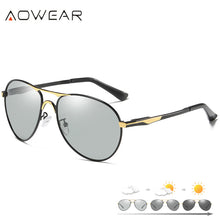 Load image into Gallery viewer, AOWEAR  Aviation Photochromic Sunglasses Men Polarized Retro Chameleon Glasses Day Night Driver Goggles Sun Glasses Oculos