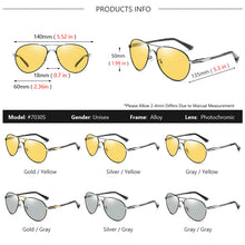 Load image into Gallery viewer, AOWEAR  Aviation Photochromic Sunglasses Men Polarized Retro Chameleon Glasses Day Night Driver Goggles Sun Glasses Oculos