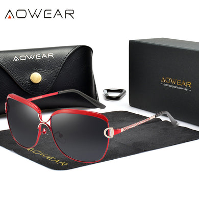 AOWEAR  Oversized Polarized Sunglasses Women UV400 Vintage Cateye Sun Glasses Ladies Brand Design Shades Eyewear