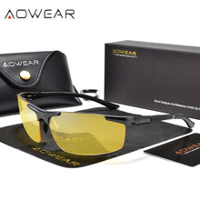 Load image into Gallery viewer, AOWEAR  Polarized Night Vision Glasses Men Yellow Aluminum Rimless Car Driver Goggles Sunglasses Man Driving Eyewear