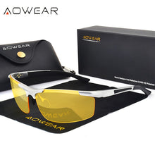 Load image into Gallery viewer, AOWEAR  Polarized Night Vision Glasses Men Yellow Aluminum Rimless Car Driver Goggles Sunglasses Man Driving Eyewear
