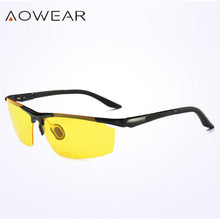 Load image into Gallery viewer, AOWEAR  Polarized Night Vision Glasses Men Yellow Aluminum Rimless Car Driver Goggles Sunglasses Man Driving Eyewear