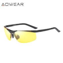 Load image into Gallery viewer, AOWEAR  Polarized Night Vision Glasses for Men Aluminum Yellow Big Sports Style Car Driver Sunglasses for Night Driving