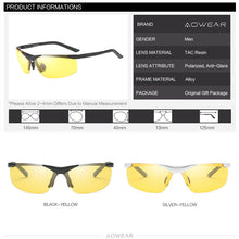 Load image into Gallery viewer, AOWEAR  Polarized Night Vision Glasses for Men Aluminum Yellow Big Sports Style Car Driver Sunglasses for Night Driving