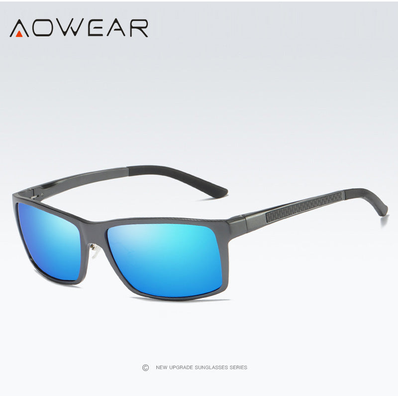 AOWEAR  Polarized Sunglasses Men Brand Designer Aluminum Square Retro Sun Glasses Male UV400 Protective Oculos Gafas