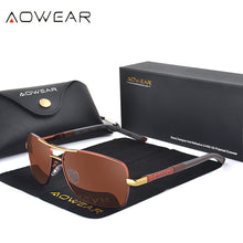 Load image into Gallery viewer, AOWEAR  Square Polarized Sunglasses Men Blue Coating Mirror Retro Sun Glasses for Man Women Aluminum  Shades Glasses gafas