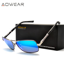 Load image into Gallery viewer, AOWEAR  Square Polarized Sunglasses Men Blue Coating Mirror Retro Sun Glasses for Man Women Aluminum  Shades Glasses gafas