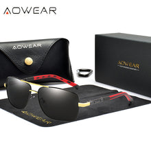 Load image into Gallery viewer, AOWEAR  Square Polarized Sunglasses Men Blue Coating Mirror Retro Sun Glasses for Man Women Aluminum  Shades Glasses gafas