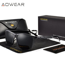 Load image into Gallery viewer, AOWEAR  Square Polarized Sunglasses Men  Aluminum Retro Glasses Anti-glare Driving Goggles Sun Glasses Lunette