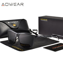 Load image into Gallery viewer, AOWEAR  Square Polarized Sunglasses Men  Aluminum Retro Glasses Anti-glare Driving Goggles Sun Glasses Lunette