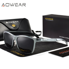 Load image into Gallery viewer, AOWEAR  Square Polarized Sunglasses Men  Aluminum Retro Glasses Anti-glare Driving Goggles Sun Glasses Lunette