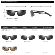 Load image into Gallery viewer, AOWEAR Men Polarized Sunglasses Male Aluminum Magnesium HD Polaroid Rimless Sun Glasses for Men Driving Outdoor Sports Shades