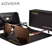 Load image into Gallery viewer, AOWEAR Men's Aviation Sunglasses Men Polarized Mirror Sunglass for Man HD Driving Polaroid Sun Glasses lunettes de soleil homme