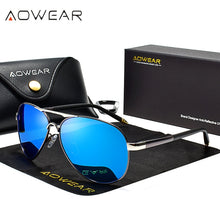 Load image into Gallery viewer, AOWEAR Men's Aviation Sunglasses Men Polarized Mirror Sunglass for Man HD Driving Polaroid Sun Glasses lunettes de soleil homme