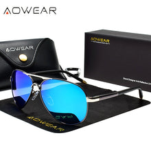 Load image into Gallery viewer, AOWEAR Men's Aviation Sunglasses Men Polarized Mirror Sunglass for Man HD Driving Polaroid Sun Glasses lunettes de soleil homme