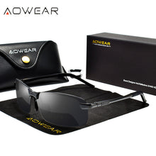 Load image into Gallery viewer, AOWEAR Men&#39;s Rimless Polarized Sunglasses Men Square Retro Driving Sun Glasses Unisex Classic Eyewear with Accessories for Women