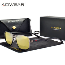 Load image into Gallery viewer, AOWEAR Men&#39;s Square Polarized Sunglasses Men Rectangle Car Driver Retro Sun Glasses Night Vision Yellow Glasses for Men / Women