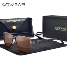 Load image into Gallery viewer, AOWEAR Men&#39;s Square Polarized Sunglasses Men Rectangle Car Driver Retro Sun Glasses Night Vision Yellow Glasses for Men / Women